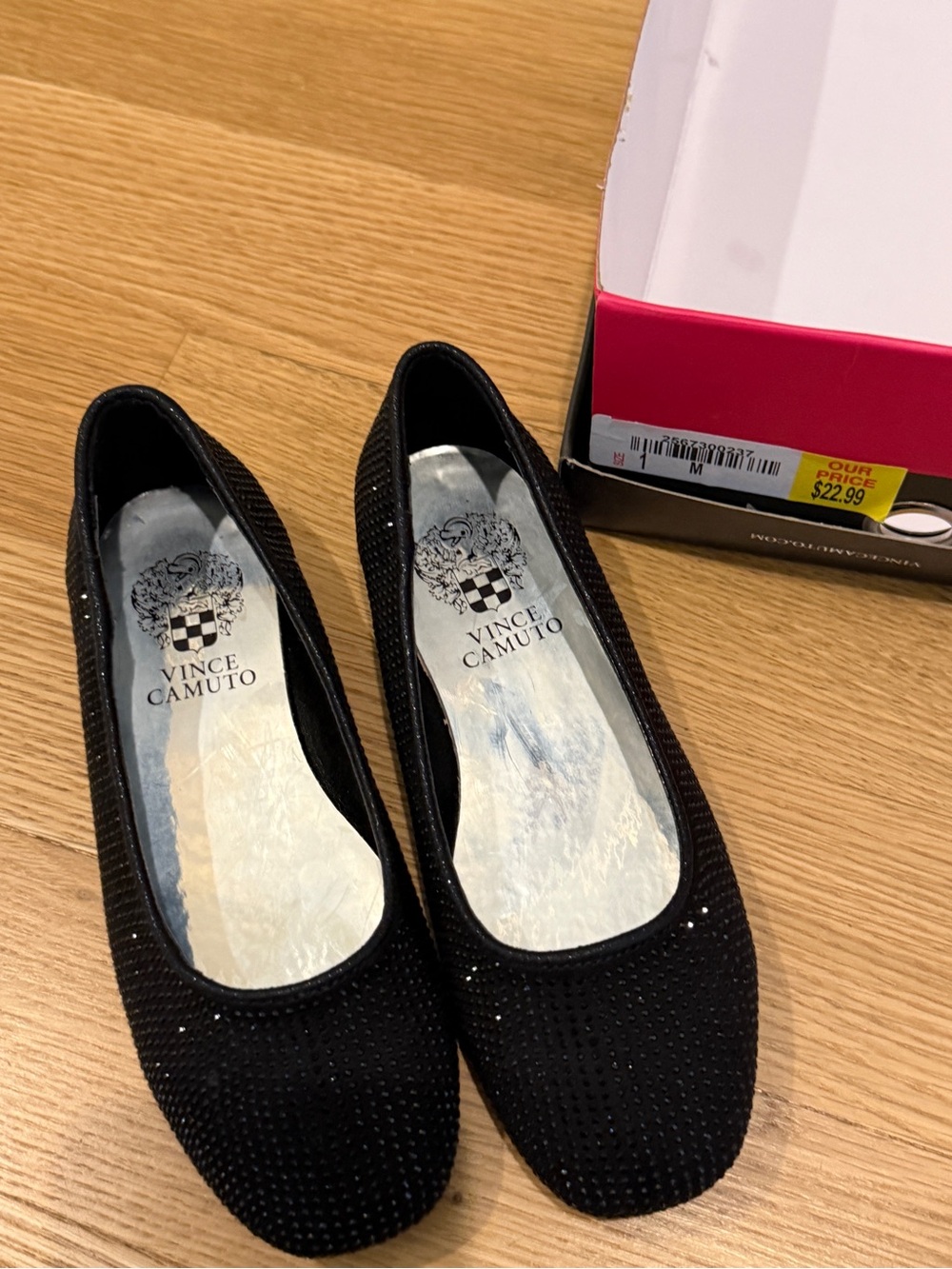 Vince Camuto Black Sparkle Ballet Flats